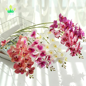 Flor Artificial blanca de 9 cabezas, mariposa Artificial de imitación, orquídeas, Rama, decoración de boda - Product Image 2