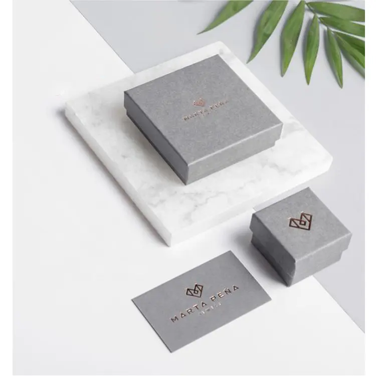 Caja de cartón rígido para joyería, 2 unidades pequeñas personalizadas, respetuosas con el medio ambiente