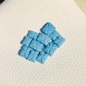 Cabochons de turquoise verte naturelle forme octogonale unique pierre précieuse sculptée pour la fabrication de bijoux taille calibrée - Product Image 3