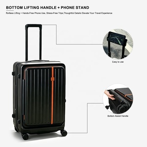Ensemble de bagages rigides extensibles 3 pièces à ouverture frontale pour affaires avec roulettes pivotantes à amortissement par ressort - Product Image 4