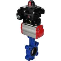 Katup Kupu-kupu DNOVA Besi Cor QT450 NBR DN50-150 16bar -10+90 ° C, Aktuator Pneumatik DA, Sakelar Batas EX