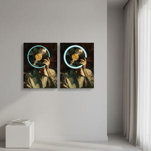 Tableau mural abstrait lumineux à LED, art mural <span class=keywords><strong>moderne</strong></span> encadré pour salon, grande peinture suspendue - Product Image 1
