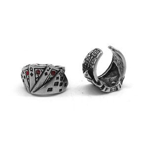 yunnique Tibetan Silver <b>Playing</b> <b>Card</b> Stud Earrings With Rhinestones Party Jewelry For Men Women - Product Image 3