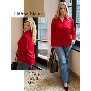 Blusa de Gasa para Mujer, con Botones, Manga Larga, Estampado Floral, Cuello Camisero, Elegante, Informal, para el Trabajo - Product Image 4