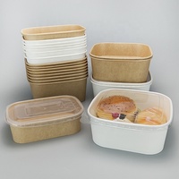Betaalbare Prijs Aanpasbare Biologisch Afbreekbaar Kraftpapier Wegwerp Vierkante Kommen Voor Bento Box Leverancier