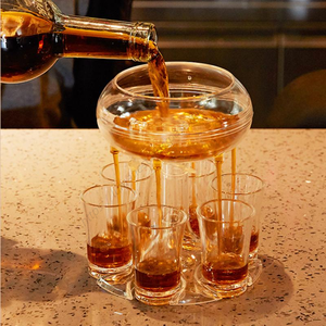 Distributeur de boissons en acrylique DD2424 pour 6 verres – Accessoire de bar, idéal pour les jeux, les fêtes et les spiritueux – Vente en gros - Product Image 1