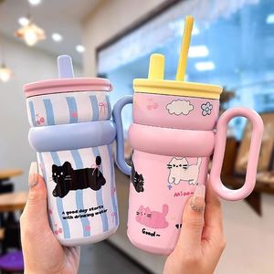 DD4388 แก้วน้ำเก็บความร้อนสุญญากาศสองชั้น ขนาด 540 มล. เก็บอุณหภูมิได้นาน 24-36 ชั่วโมง ลายการ์ตูนน่ารักสำหรับเด็ก ทำจากสแตนเลส - Product Image 1