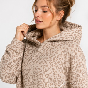 Ensemble de <span class=keywords><strong>survêtement</strong></span> <span class=keywords><strong>sport</strong></span> pour <span class=keywords><strong>femme</strong></span>, 2 pièces, imprimé léopard personnalisé, coupe oversize, décontracté, respirant, avec sweat à capuche - Product Image 2
