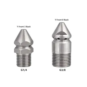 Vòi Phun Cống Thoát Nước BSP 1/4 ''3/8'', Ống Làm Sạch Hệ Thống Thoát Nước Áp Lực Vòi Phun Nước Bằng Thép Không Gỉ