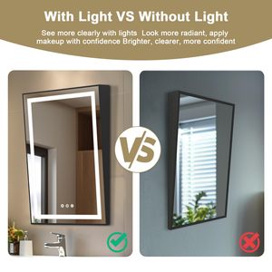 Espejo de tocador montado en la pared con marco de inclinación de <span class=keywords><strong>baño</strong></span> Led regulable de 3 colores, espejo antiniebla con luz frontal <span class=keywords><strong>para</strong></span> silla de ruedas discapacitada - Product Image 6