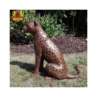 Statues d'animaux modernes en métal, décor de jardin extérieur, Sculpture de taille réelle en Bronze, Sculpture de léopard et de tronc d'arbre