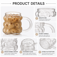 Tasse à café glacé créative en verre borosilicate transparent de 10 à 14 oz, en forme de bulle, avec poignée, pour jus, latte, cocktail
