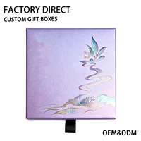 Boîte cadeau de parfum personnalisée violette, boîte à tiroir rigide en papier de luxe avec logo UV sélectif et insert en mousse, solution d'emballage complète