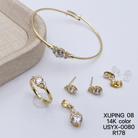 Ensemble de bijoux pour femmes XUPING, tendance, plaqué or 14 carats, collier, bracelet, boucles d'oreilles, CZ synthétique, ensemble de bijoux pour femmes