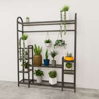 Support de plantes en métal noir de grande taille pour jardin, étagère à fleurs en métal pour présentation