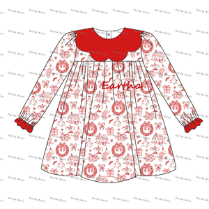 Weihnachts-Kinderkleidungsset mit Muschelkragen, Baby-Mädchen-Kleid, Bedruckter Strampler, Leggings-Set, Kleinkind-Mädchen-Kleidung, Windelsets - Product Image 3