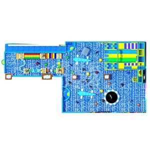 Aire de jeux intérieure pour enfants de couleur bleue personnalisée avec de grands toboggans et une <span class=keywords><strong>piscine</strong></span> à balles - Product Image 2