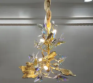 Branch Butterfly Crystal Chandeliers Ceiling Luxury Chandelier Modern Branch Brass Pendant Light Chandeliers Lamp Manufactures