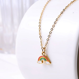 Collar Bohemio de Acero Inoxidable 316 Resistente al Agua, Chapado en Oro de 14k y 18k, con Diseño de Arcoíris Colorido para Mujer - Product Image 2