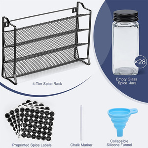 Étagère à épices à quatre niveaux en maille de fer, sans perçage, pour rangement sous armoire, organisateur de pots à épices pour comptoir de cuisine avec couvercles, compatible lave-vaisselle - Product Image 2