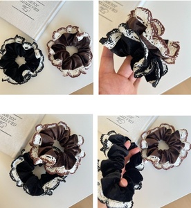 High-quality French Lace Silk Fabric Scrunchies in Multi Colors for Women-<b>Sweet</b> Ballet Hair Accessories - Product Image 2
