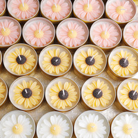 Velas Aromáticas de Cera de Soja en Latas Metálicas, Decoración para el Hogar, Regalo, Velas Perfumadas Hechas a Mano con Forma de Flor de Manzanilla en Frasco