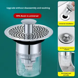 แกนป๊อปอัพป้องกันแมลงกันการรั่วซึมทำจากทองเหลืองสำหรับอ่างอาบน้ำในห้องน้ำที่ทันสมัยแบบกดตัวกรอง304กันแมลงป้องกันการอุดตันกันการรั่ว - Product Image 2