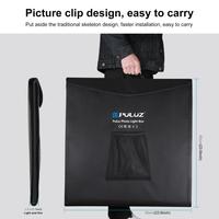 Boîte à lumière de studio photo professionnelle PULUZ 60 cm 36 W 5500 K avec 2 bandes LED dimmables, 6 fonds et prise de vue multi-angles avec pince pour téléphone