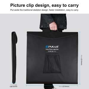 Профессиональный фотобокс PULUZ 60 см, 36 Вт, 5500K, с 2 светодиодными лентами, регулируемой яркостью, 6 фонов, для съемки под разными углами, с держателем для телефона - Product Image 5