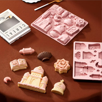 Nueva Serie Temática Festiva: Moldes de Silicona para Hornear en Forma de Estrella, Luna, Castillo y Concha, para Pudín de Chocolate y Pasteles Pequeños al Estilo Francés, Aptos para Horno y de Grado Alimenticio