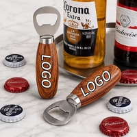 Ouvre-bouteille en acier inoxydable 304 avec logo personnalisé, manche en bois, outils de cuisine durables pour bar, cuisine, restaurant, usage domestique