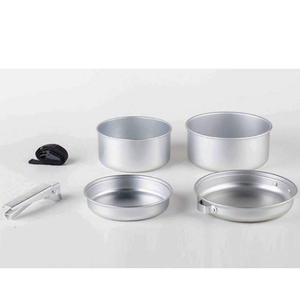 Kit de cuisson portable en aluminium léger pour 1-2 personnes, avec couvercles, pour camping en extérieur, format compact avec sangle de fixation - Product Image 2