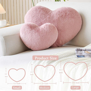 Custom Cute <strong>Heart</strong> <strong>Shaped</strong> Faux Rabbit Fur Room Decorative Throw Pillow <strong>Heart</strong> Plush <strong>Cushion</strong> for Couch Bed Kid Girls - Product Image 2