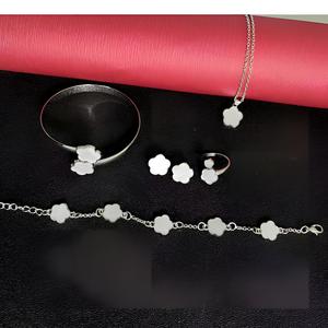 Ensemble de bijoux plaqué or avec fleur rouge, collier, boucles d'oreilles, bague, bracelet, accessoires de mode pour femmes - Product Image 2