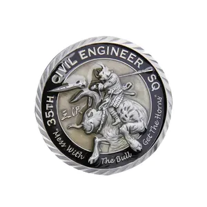 Low Price Civil Engineer Silver Metal Stamping Challenge Coin Prayer Antique Silver Commemorative Coins