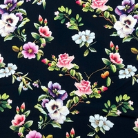Tela Crepé Koshibo con Estampado Floral de Rosas, 100% Poliéster, Impresión Digital, Suave, 125GSM, Tela Crepé Koshibo con Estampado Arrugado para Vestidos