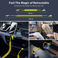 Câble USB C à ressort 4 en 1, vente chaude, 1,5 m, 180 degrés rotatif, charge rapide 3A, transfert de données pour téléphone portable et appareils photo