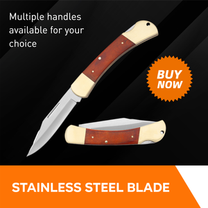 高炭素鋼工業グレード屋外折りたたみナイフ銅ハンドルサバイバル狩猟釣りキャンプEDC OEMギフトD013 2.5mm - Product Image 6