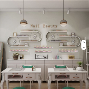 Nail Salon Display Rack Wall Mounted Iron Golden Pink Black White Nail Polish Display Rack Display - Product Image 5