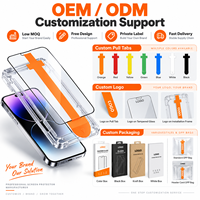 Protection d'écran en verre trempé 9H anti-traces de doigts sans bulles avec cadre d'installation pour iPhone 17 16 15 14 13 12 Pro Max