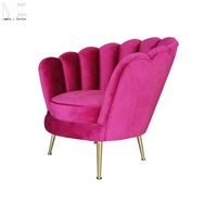 Fauteuil moderne en acier inoxydable doré, forme de fleur rouge, fauteuil d'appoint en velours, canapé individuel