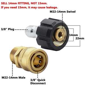 High Pressure <b>Washer</b> <b>Copper</b> Connector M22 Adapter Quick Disconnect Water Gun Accessory Light Duty Brass Stainless Steel - Product Image 4