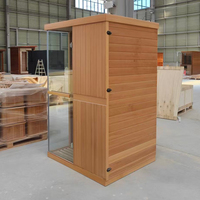 Ruang Sauna Inframerah Jauh Kayu Solid Dalam Ruangan dengan Panel Kontrol Komputer, Terapi Uap dan Cahaya Merah Modern untuk Manfaat Kesehatan