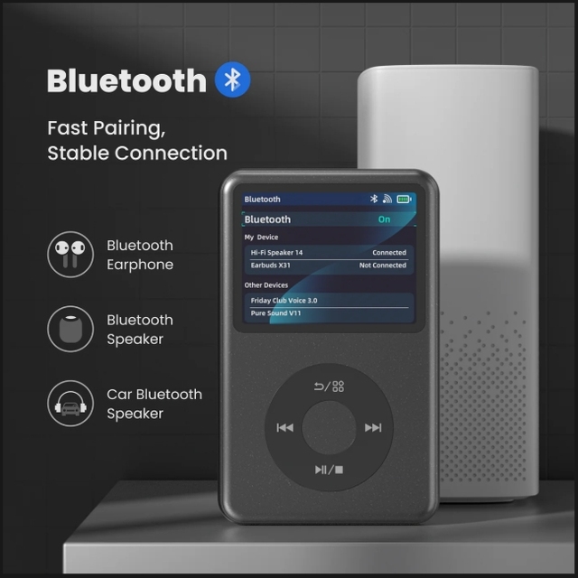 Customizable Android Portable MP3 Player with Long Battery Life Supports 21 Music Formats & Ebook & Radio