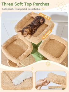 Cactus <b>Cat</b> Tree Multi-Level Indoor <b>Cat</b> Tower with 2 Widened Plush Perches Big Condo <b>Scratching</b> <b>Board</b> - Product Image 3