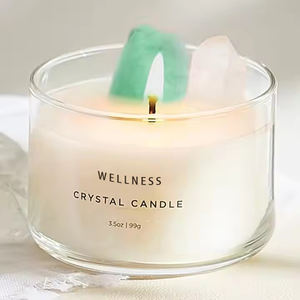 Décoration d'intérieur parfumée, cadeau, fabrication en gros, bougie en cire de soja parfumée artisanale exquise, pot en verre et pierre de cristal, luxe - Product Image 3