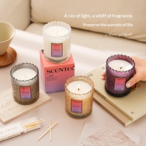 Embossed Glass Scented Candle Plant Soy Wax Smokeless Aroma Candle Wholesale Gift For Festival Souvenir - Product Image 2