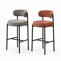 Tabouret de bar de luxe de style nordique, tabouret haut pour usage domestique, dossier moderne minimaliste, chaise de comptoir de bar, design en fer forgé, fabriqué en Chine