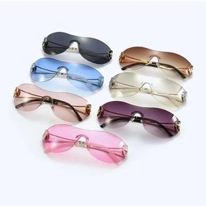 特大ワンピースリムレスサングラスファッションY2Kシェードメガネペンタゴンスターメタルフレーム女性用サングラス - Product Image 6