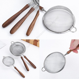 Passoire de cuisine en acier inoxydable Syh1207 avec manche en bois pour farine, lait de soja, thé et résidus – Outil de pâtisserie en gros - Product Image 3